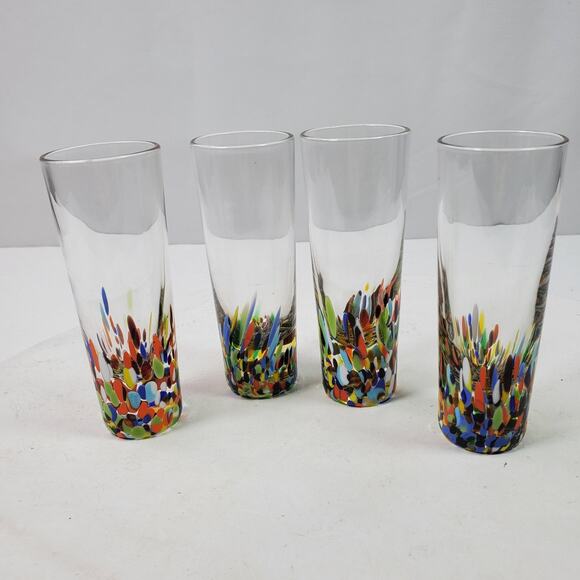 Vintage Art Deco Hand Painted ART Bar Shot 4.5 Inch Tall Glasses Set of 4 - Picture 1 of 8